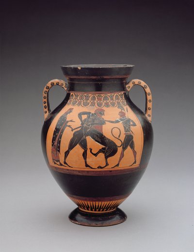 Amphora mit Darstellung von Herkules im Kampf mit dem Nemeischen Löwen, ca. 540 v. Chr. von Greek